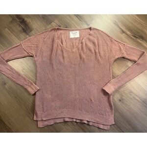 Abercrombie & Fitch Women's Sweater XS Pink V-Neck Lightweight Pullover Flaw